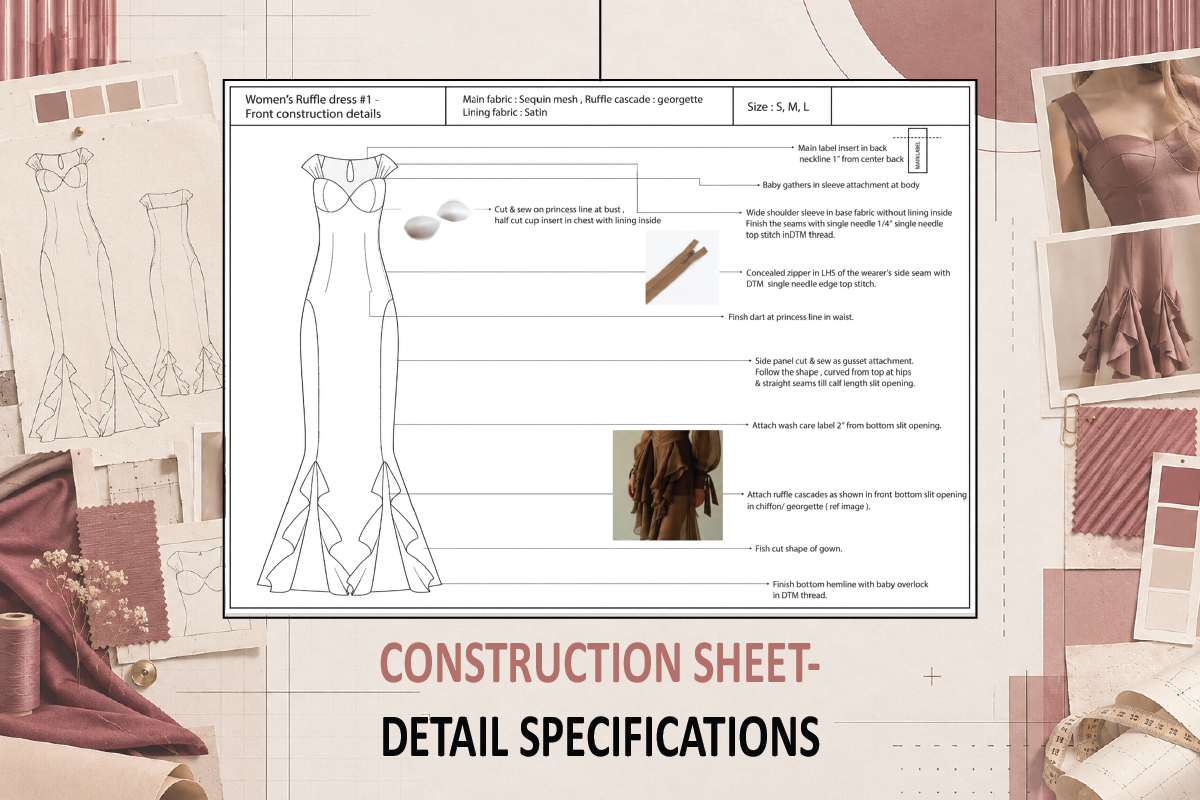 garment stitching and construction details portfolio tech pack