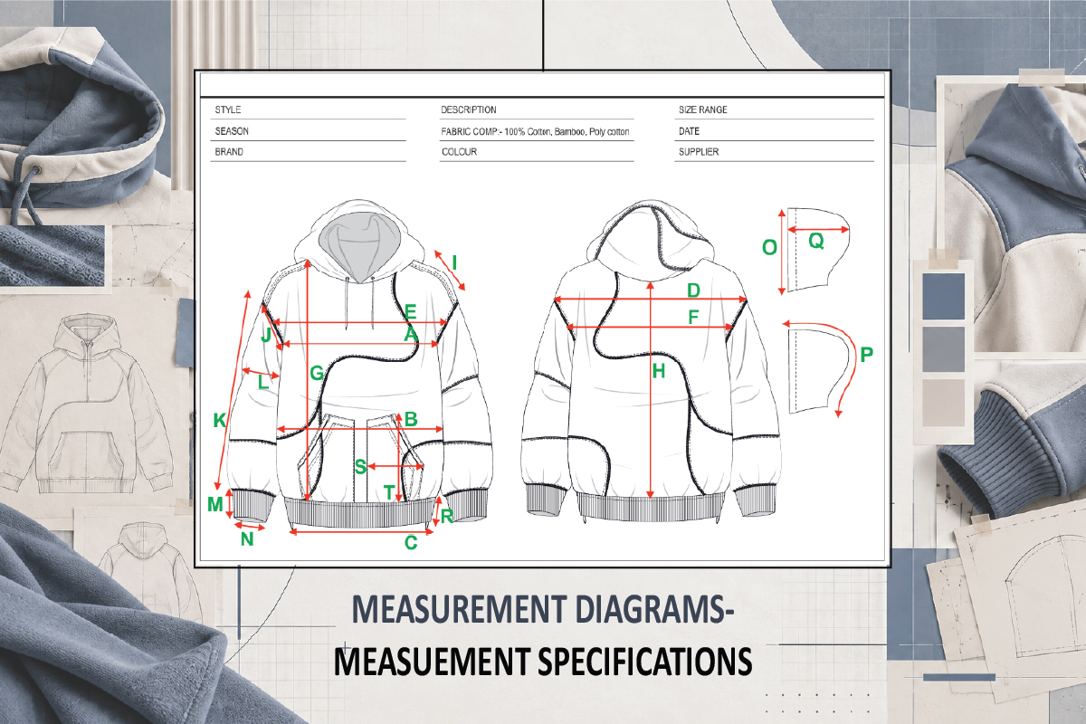 measurement guideline for size chart and measurement spec sheet portfolio tech pack