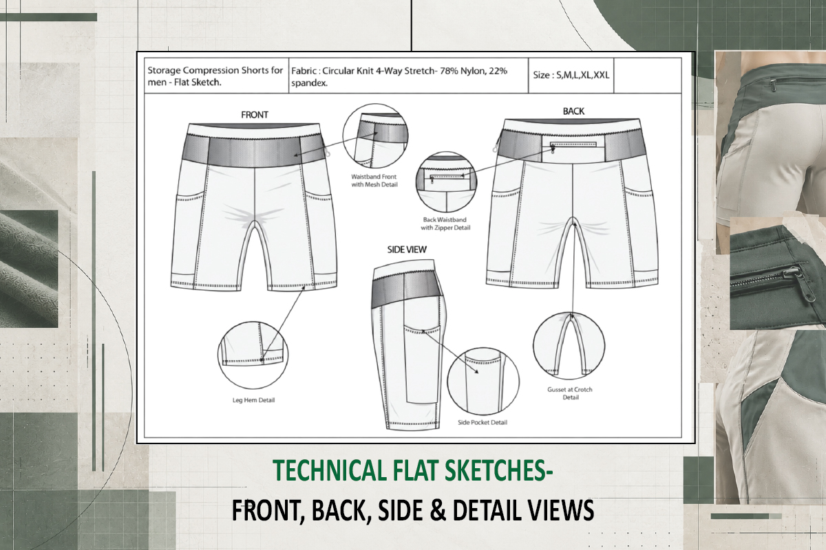 technical fashion flat sketches portfolio tech packs